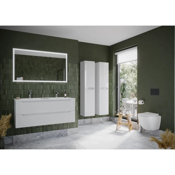 тумба под раковину sancos norma 2.0 1190х450х500, c двумя ящиками, белая глянцевая арт. nr2.0120-2w