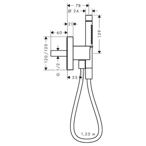 душевой гарнитур axor starck 12626330 полированный черный хром
