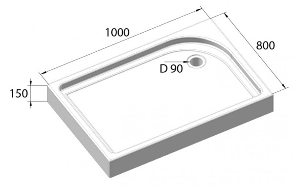 душевой поддон belbagno tray 10х80 tray-bb-ah-100/80-15-w-r