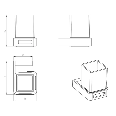 стакан для зубных щеток boheme q 10944-nb никель