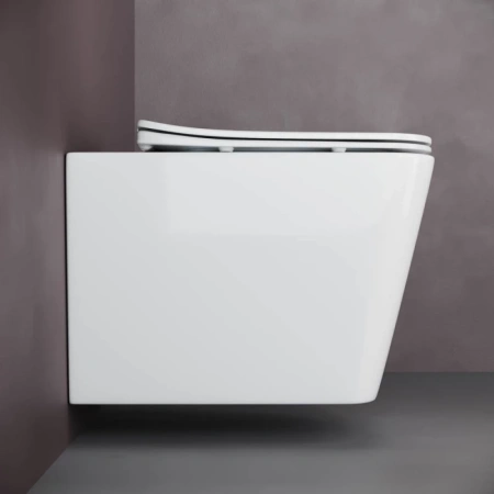 унитаз ceramicanova cubic cn1806 подвесной, с сиденьем микролифт, белая