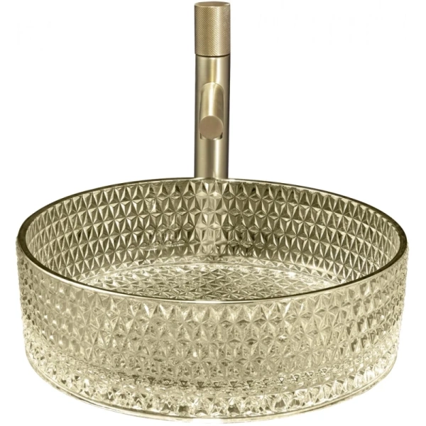 раковина-чаша abber glas ak2301gg 39,5x39,5 см, накладная, золотой