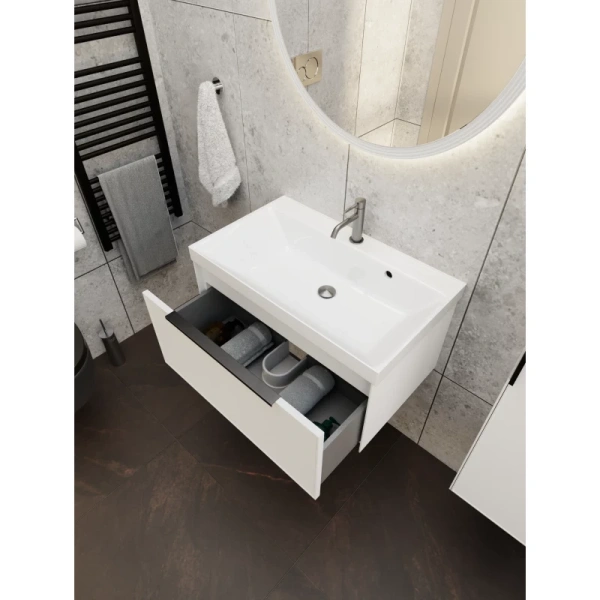 тумба под раковину la fenice simpla fnc-01-sim-b-60 60 см, подвесная, белый матовый