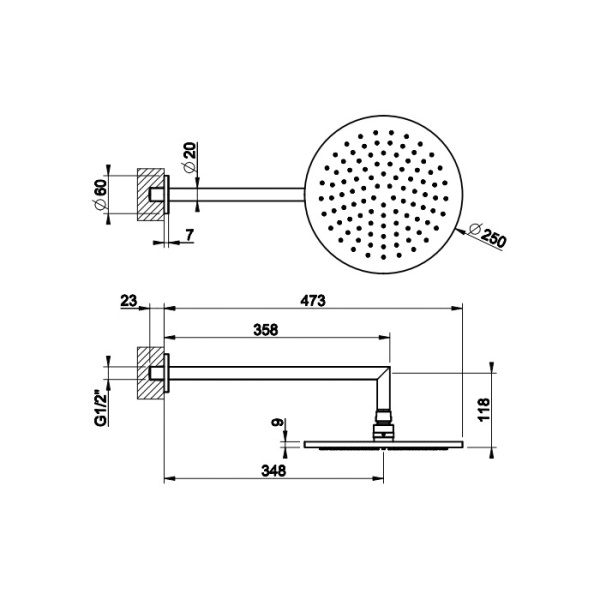 верхний душ ø25см gessi anello 63348#726, цвет: warm bronze brushed pvd