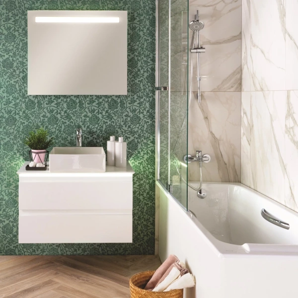 тумба под раковину jacob delafon madeleine 80 см eb2083-j5 (gm), со столешницей и с подсветкой, блестящий белый