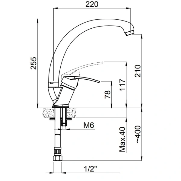 смеситель для кухни adell luna 15024431