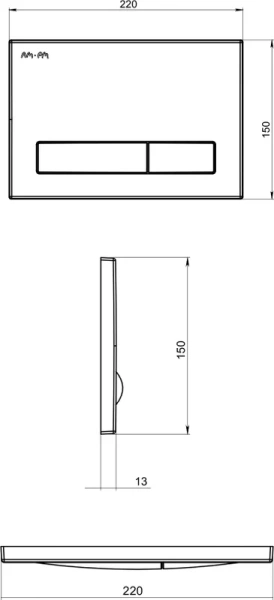 клавиша для инсталляции am.pm inspire i014101 для унитаза, абс-пластик, белая глянцевая