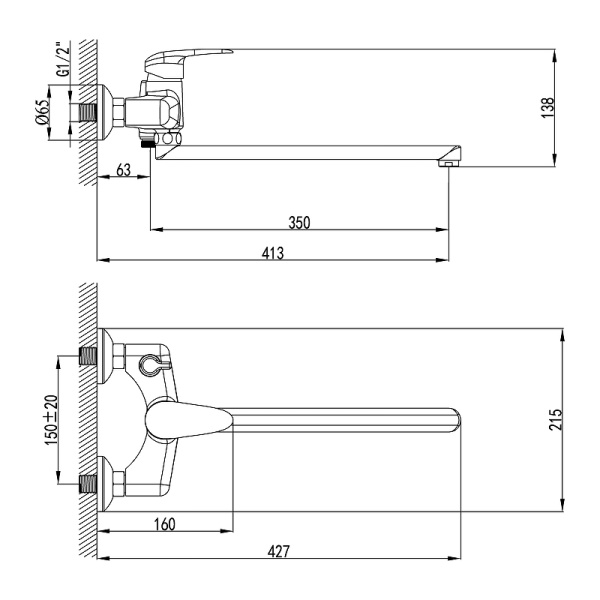 смеситель для ванны lemark pramen lm3317c универсальный хром