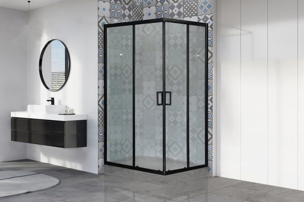 душевой уголок royal bath hpd 120×100 rb1120hpd-c-bl профиль черный, стекло матовое