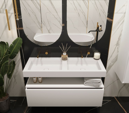 раковина boheme armadi art flat 120 888-120 двойная белая матовая