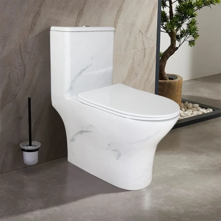 унитаз моноблок azario terni az-8618m напольный, горизонтальный слив, с сиденьем микролифт, 67x35x76 см, белый мрамор