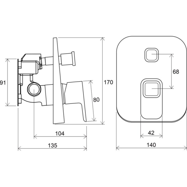 смеситель для душа ravak 10° td 065.00 x070070