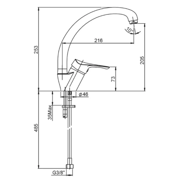смеситель для кухни paini dilos 76cr570km цвет хром