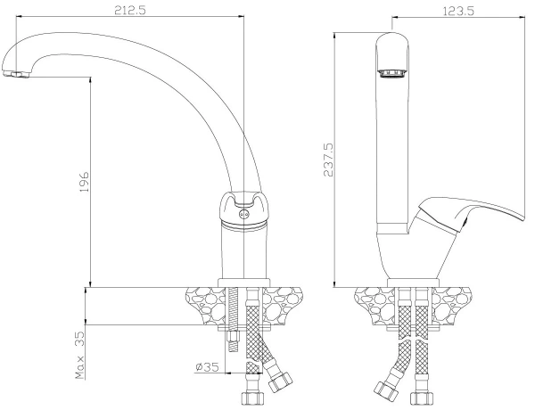 смеситель для кухни rossinka y35-23, белый