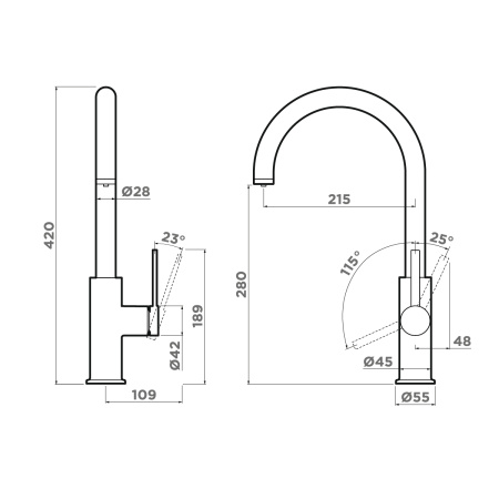 смеситель omoikiri okawa 2 plus 4994551 для кухни, графит