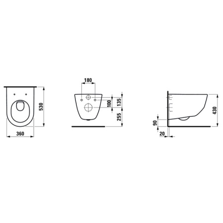 laufen laufen pro унитаз подвесной 36х53х34см., покрытие lcc, цвет: белый