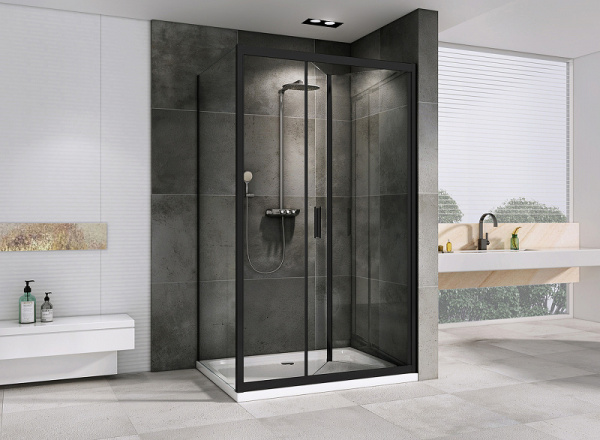 душевой уголок abber sonnenstrand 90×90 ag07090b-s90b профиль черный, стекло прозрачное