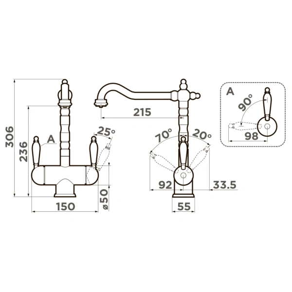 смеситель для кухни omoikiri amagasaki-gb графит