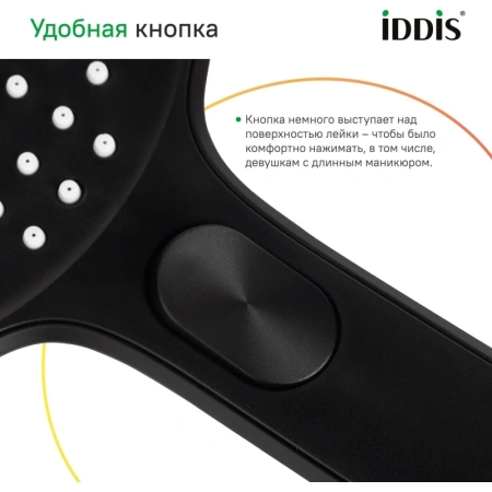 лейка для душа iddis esper esp3fbri18 круглая, черная матовая