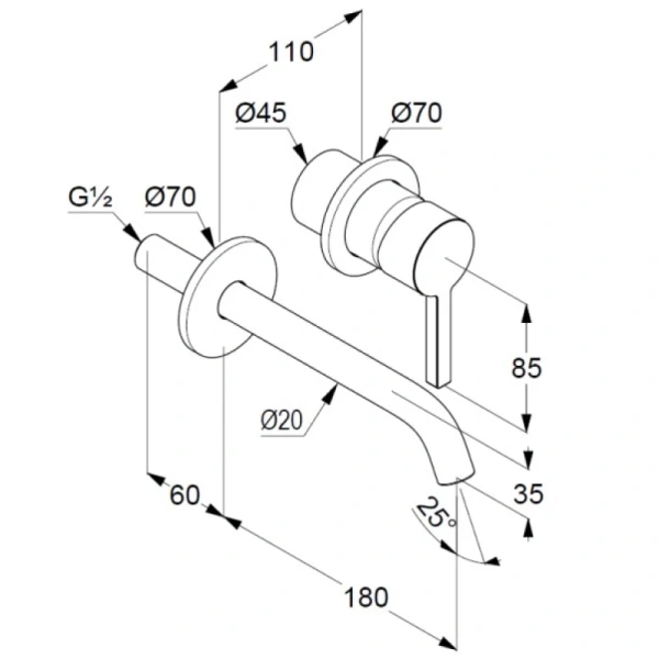 смеситель kludi nova fonte pura 202443915 для раковины, излив 180 мм, без донного клапана, черный матовый