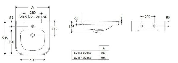 раковина подвесная/полувстраиваемая ideal standard contour 60 s216801 белая