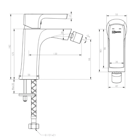 смеситель lemark ursus lm7208bl для биде, с донным клапаном, черный матовый