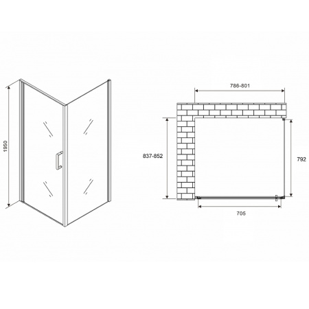душевой уголок abber sonnenstrand 80x85 ag04080-s85 профиль хром, стекло прозрачное