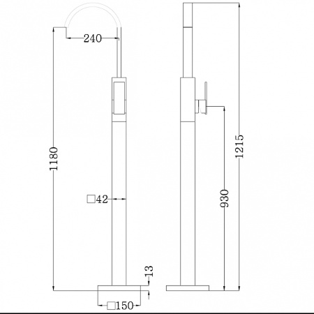 смеситель напольный для раковины abber wasserfall af8640mrg