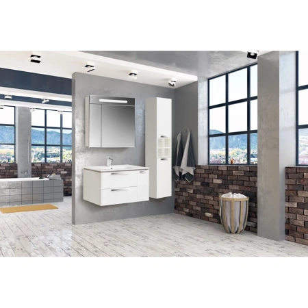 тумба с раковиной белый глянец 80 см roca lago 857296806 + 32799c000