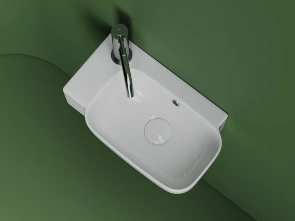 раковина ceramicanova element cn6074r накладная/подвесная, чаша справа, 40.3x24.9 см, белая