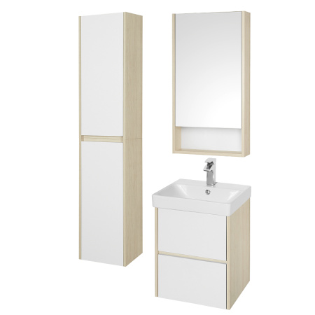 тумба под раковину aquaton сканди 45 1a251601sdb20 подвесная белый дуб верона