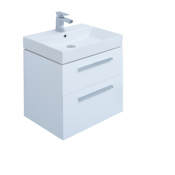 тумба под раковину aquanet nova 60 см 242279 белый/глянцевый подвесная 2 ящика