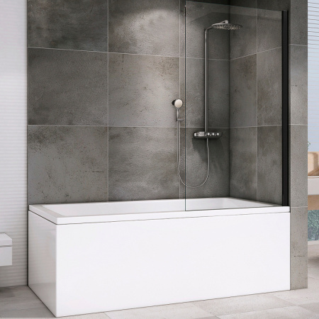 Шторка на ванну Abber Immer Offen 80x140 AG71080B профиль черный, стекло прозрачное