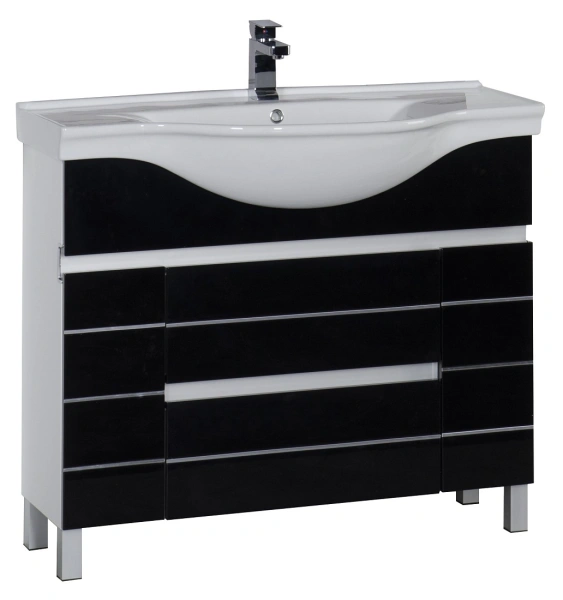 тумба под раковину aquanet доминика 100 черная, 00171689