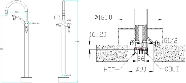 смеситель для ванны boheme medici 309-sw бронза