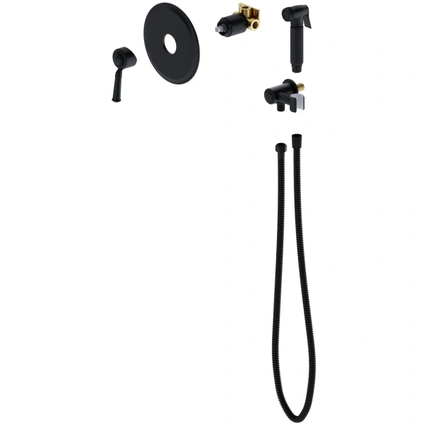 гигиенический душ timo arisa 5309/03sm со смесителем, с внутренней частью, черный матовый