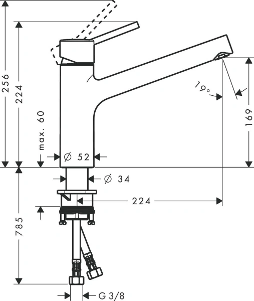 смеситель для кухни hansgrohe talis m52 32857000, хром