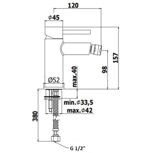 смеситель paffoni stick sk131hcr для биде, без донного клапана, хром