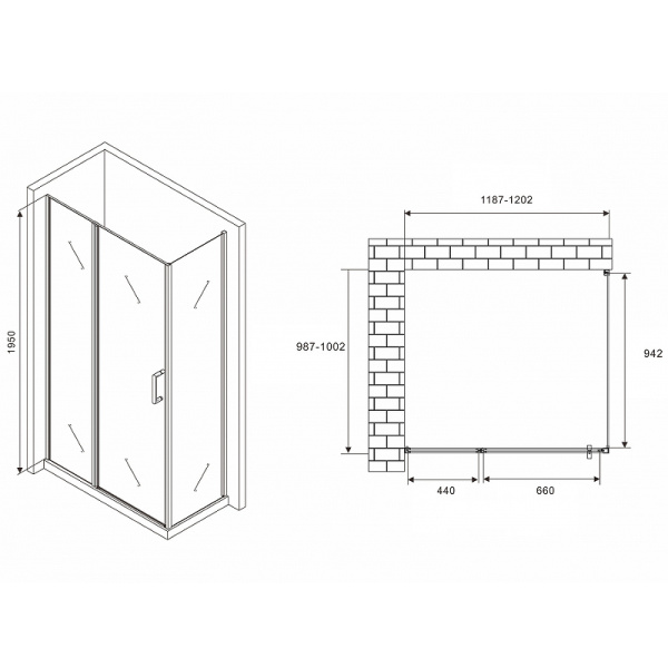 душевой уголок abber sonnenstrand 120x100 ag04120ms-s100m профиль хром, стекло матовое