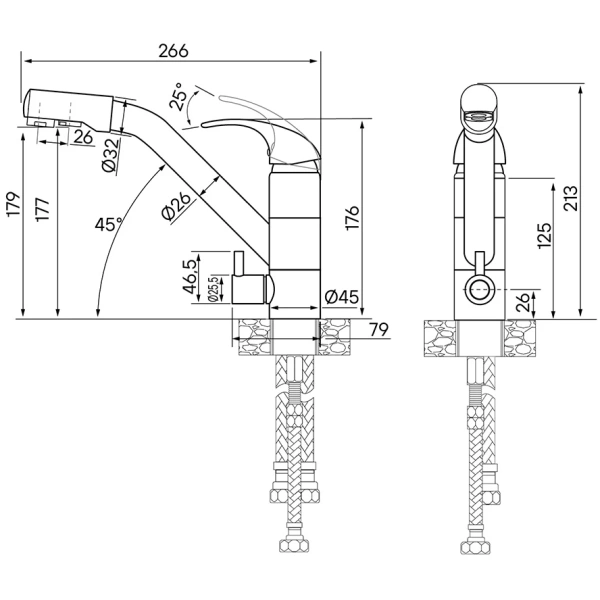 смеситель для кухни с фильтром paulmark hessen he213017-428 + h851p00
