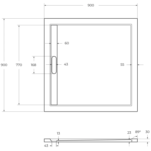 душевой поддон из искусственного камня cezares tray as 90x90 tray-as-a-90-30-w белый