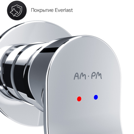 смеситель am.pm x-joy f85a72600 для раковины, встраиваемый, без донного клапана, излив 187 мм, цвет хром