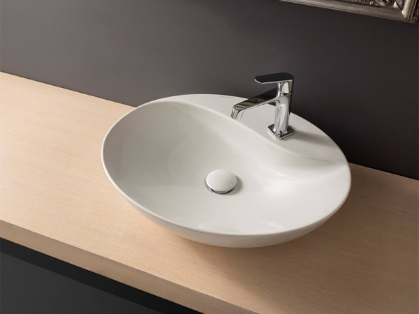 раковина scarabeo moai 8610 накладная, овальная, 55x45 см, белая