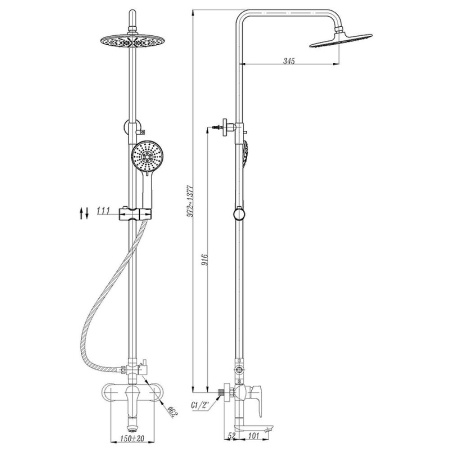 душевая система 220 мм abber eleganz af8316b