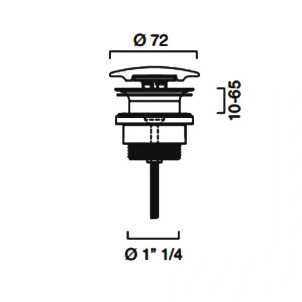 донный клапан catalano 9050500022 для раковины, без перелива, черный