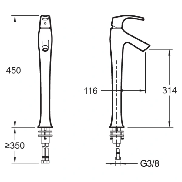 смеситель для раковины jacob delafon symbol e19909-4-cp хром
