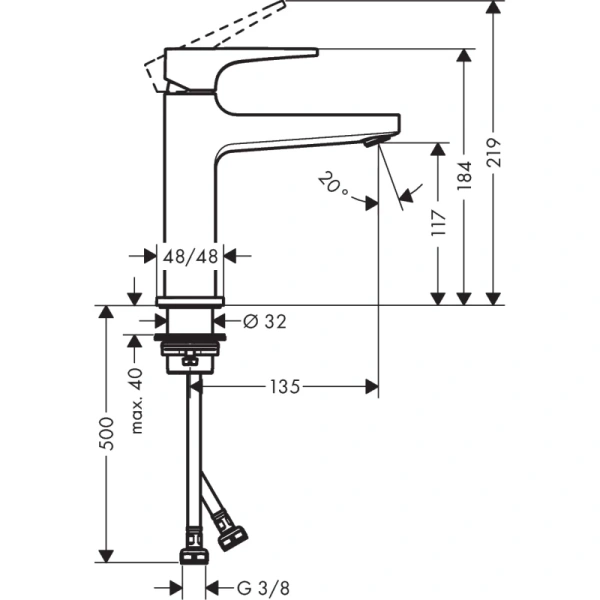 смеситель для раковины с донным клапаном hansgrohe metropol 32507340