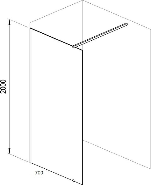 душевая перегородка ravak walk-in wall 70 gw9w10300z1 профиль черный, стекло прозрачное
