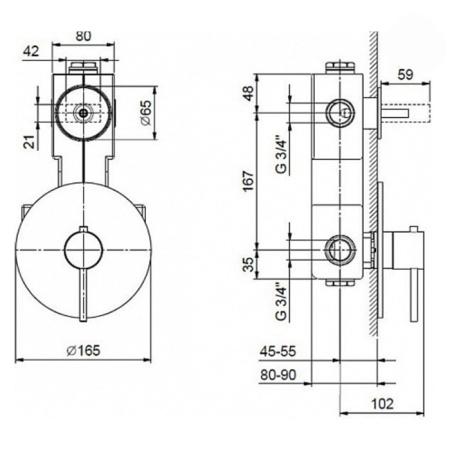 внутренняя часть fantini venezia 19 00 6002a смесителя для душа, термостат, 2 источника, 3/4"