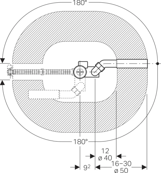 слив-перелив для ванны geberit 150.525.21.1 52 мм, полуавтомат, хром